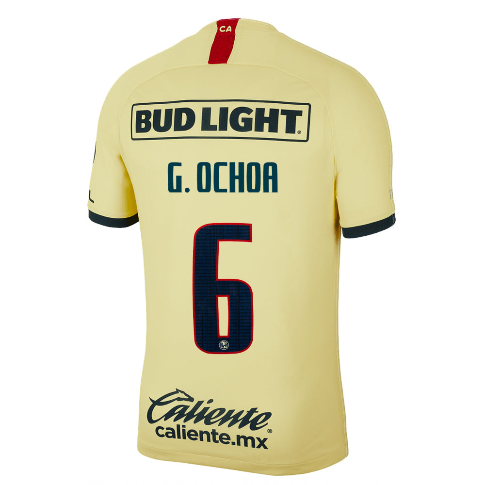 Soccer aztèque, 2019/20 Club America G. Ochoa #6 Home Official Nameset