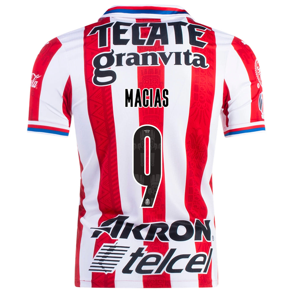 Soccer aztèque, 2020/21 Chivas de Guadalajara Jose Juan Macias #9 Home Official Nameset