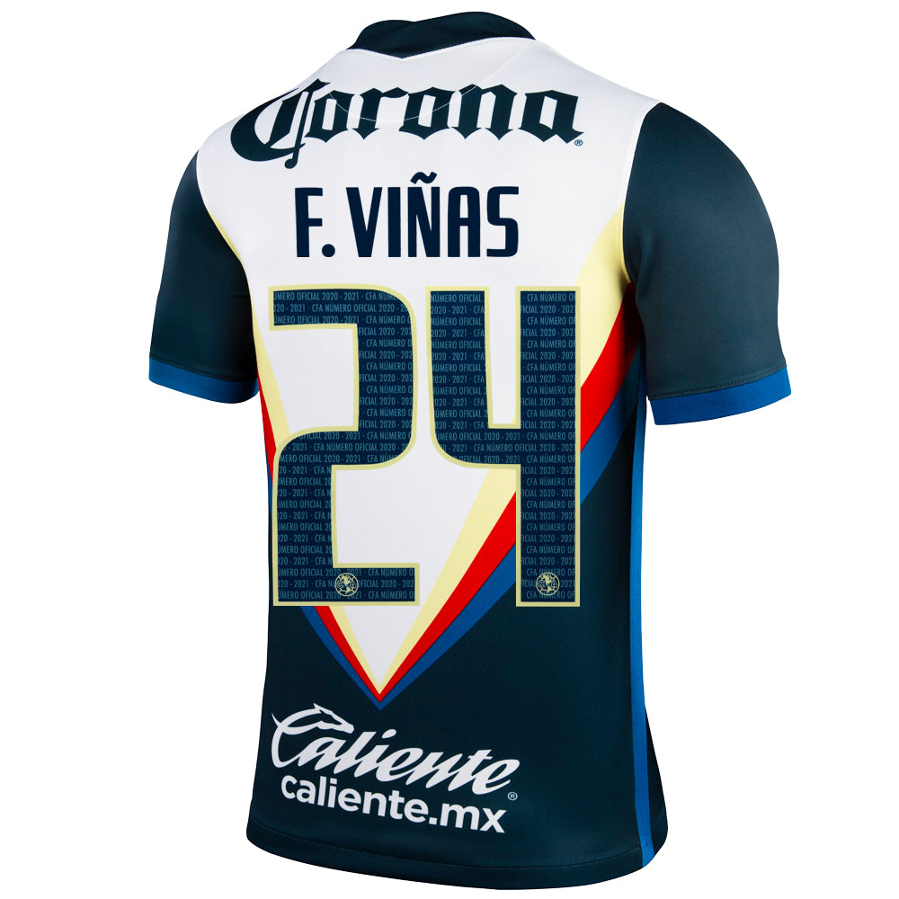 Soccer aztèque, 2020/21 Club America F. Viñas #24 Away Official Nameset