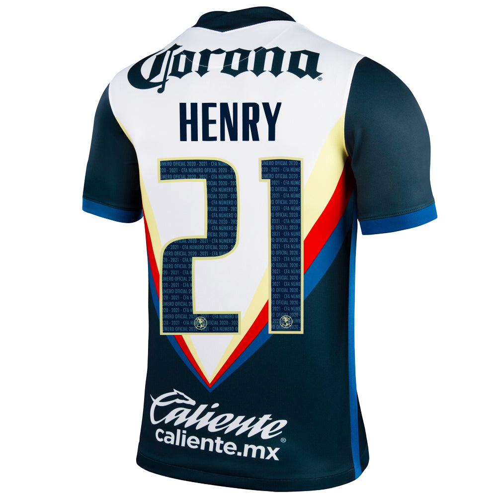 Soccer aztèque, 2020/21 Club America Henry #21 Away Official Nameset