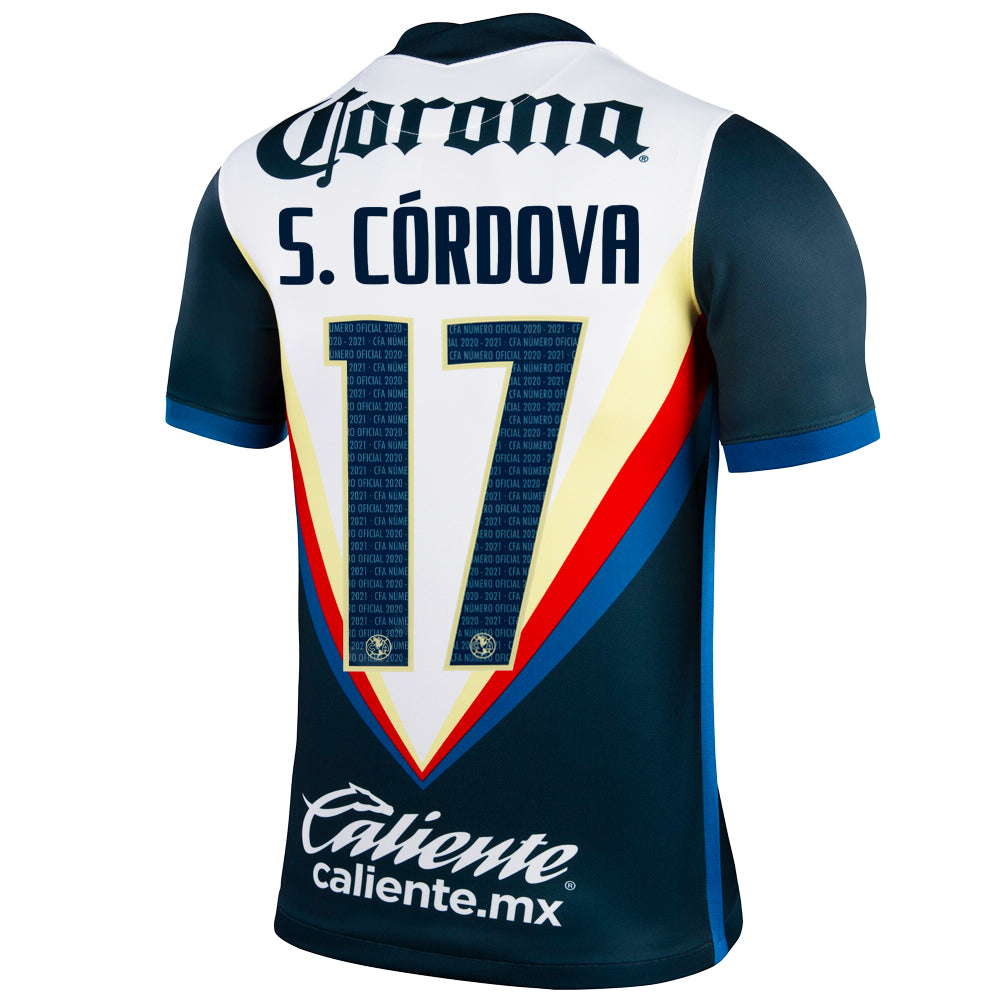 Soccer aztèque, 2020/21 Club America S. Cordova #17 Away Official Nameset