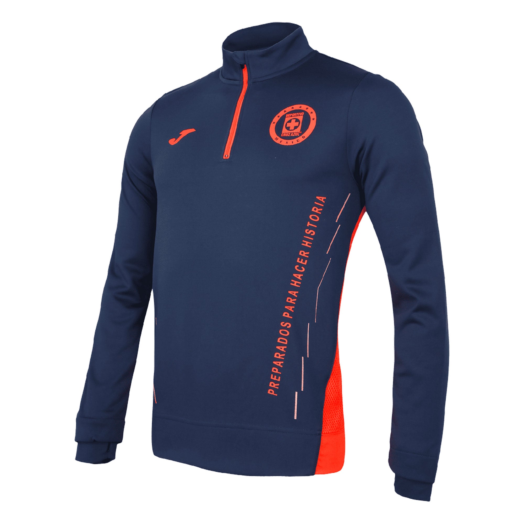 Joma, Joma Men's Cruz Azul 2021/22 1/4 Zip Sweatshirt Navy/Orange Red