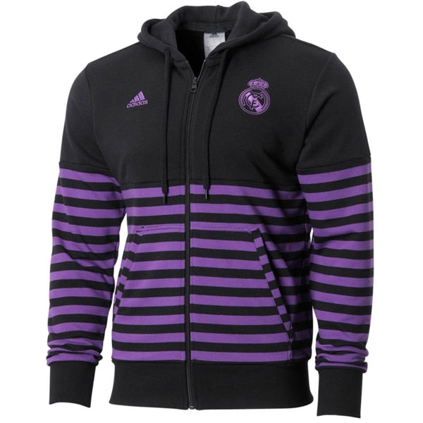 adidas, adidas Homme Real Madrid Seasonal Special Hoodie Noir/Pourpre Rayé